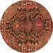 Round Machine Washable Persian Brown Traditional Rug, wshtr592brn