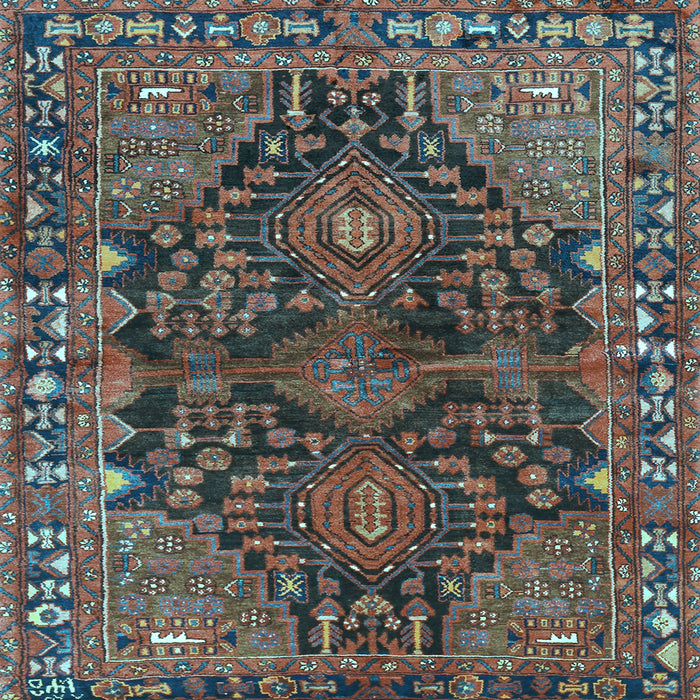 Square Machine Washable Persian Light Blue Traditional Rug, wshtr592lblu
