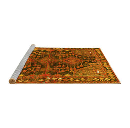 Sideview of Machine Washable Persian Yellow Traditional Rug, wshtr592yw