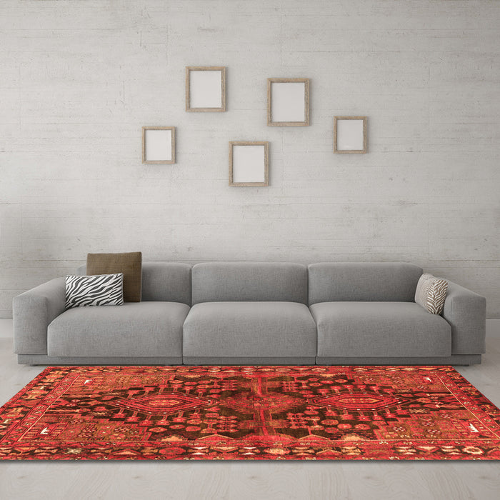 Machine Washable Persian Orange Traditional Area Rugs in a Living Room, wshtr592org