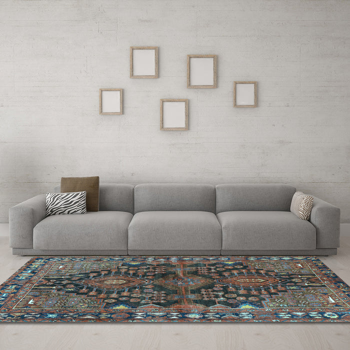 Machine Washable Persian Light Blue Traditional Rug in a Living Room, wshtr592lblu