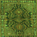 Round Machine Washable Persian Green Traditional Area Rugs, wshtr592grn