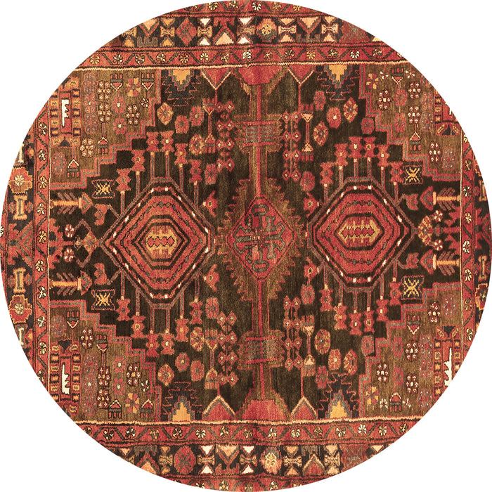 Round Persian Brown Traditional Rug, tr592brn