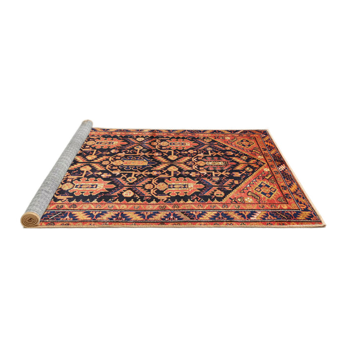 Sideview of Machine Washable Traditional Mango Orange Rug, wshtr593