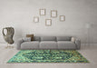 Machine Washable Persian Turquoise Traditional Area Rugs in a Living Room,, wshtr593turq