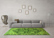 Machine Washable Persian Green Traditional Area Rugs in a Living Room,, wshtr593grn