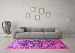 Machine Washable Persian Purple Traditional Area Rugs in a Living Room, wshtr593pur