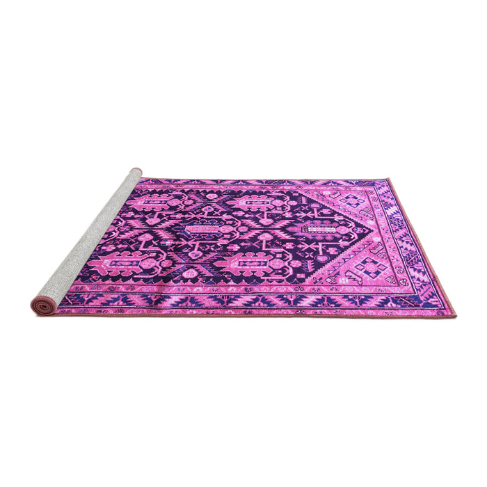 Sideview of Machine Washable Persian Purple Traditional Area Rugs, wshtr593pur
