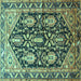 Square Machine Washable Persian Turquoise Traditional Area Rugs, wshtr593turq