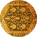 Round Machine Washable Persian Yellow Traditional Rug, wshtr593yw