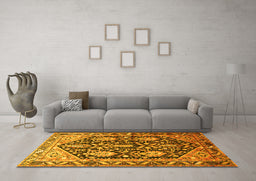 Machine Washable Persian Yellow Traditional Rug in a Living Room, wshtr593yw