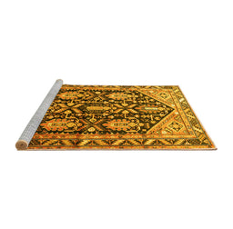 Sideview of Machine Washable Persian Yellow Traditional Rug, wshtr593yw