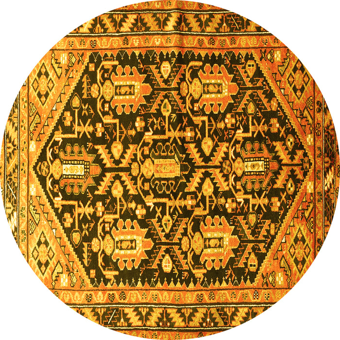 Round Persian Yellow Traditional Rug, tr593yw