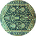 Round Persian Turquoise Traditional Rug, tr593turq