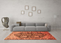 Machine Washable Persian Orange Traditional Rug, wshtr593org