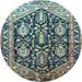 Round Machine Washable Persian Light Blue Traditional Rug, wshtr593lblu