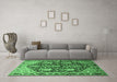 Machine Washable Persian Emerald Green Traditional Area Rugs in a Living Room,, wshtr593emgrn