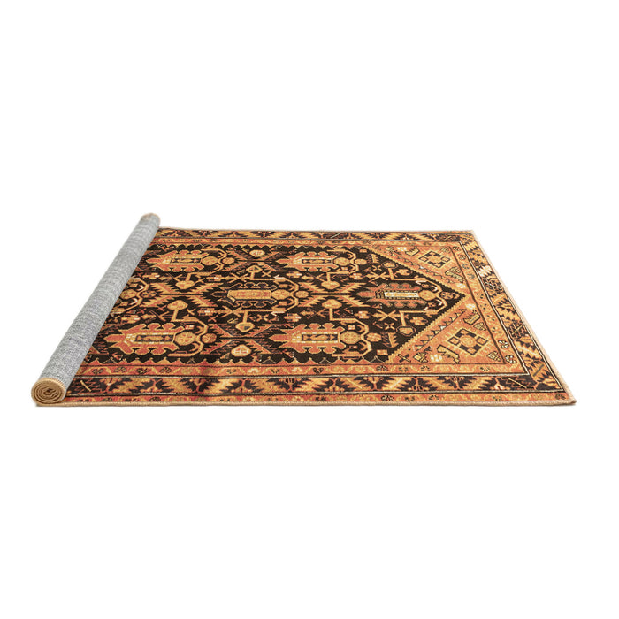 Sideview of Machine Washable Persian Brown Traditional Rug, wshtr593brn