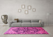 Machine Washable Persian Pink Traditional Rug in a Living Room, wshtr593pnk