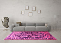 Machine Washable Persian Pink Traditional Rug, wshtr593pnk