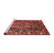 Sideview of Machine Washable Traditional Rust Pink Rug, wshtr594