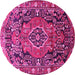 Round Persian Pink Traditional Rug, tr594pnk