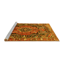 Sideview of Machine Washable Persian Yellow Traditional Rug, wshtr594yw