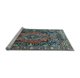 Sideview of Machine Washable Persian Light Blue Traditional Rug, wshtr594lblu
