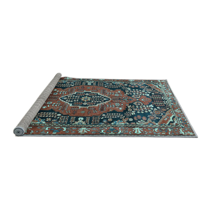 Sideview of Machine Washable Persian Light Blue Traditional Rug, wshtr594lblu