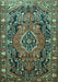 Machine Washable Persian Turquoise Traditional Area Rugs, wshtr594turq