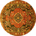 Round Persian Yellow Traditional Rug, tr594yw