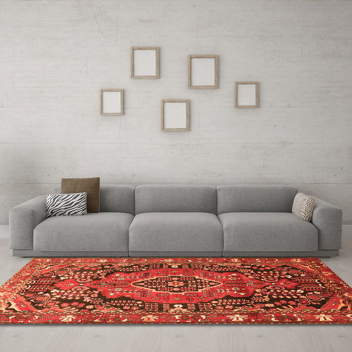 Machine Washable Persian Orange Traditional Area Rugs in a Living Room, wshtr594org