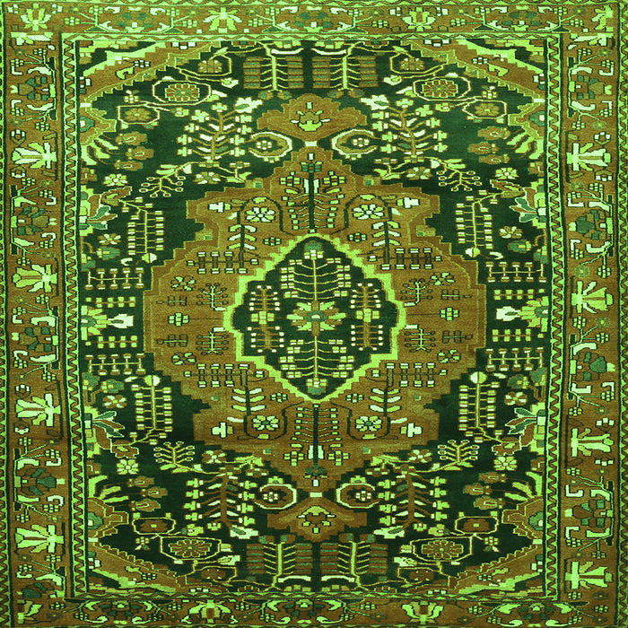 Round Machine Washable Persian Green Traditional Area Rugs, wshtr594grn