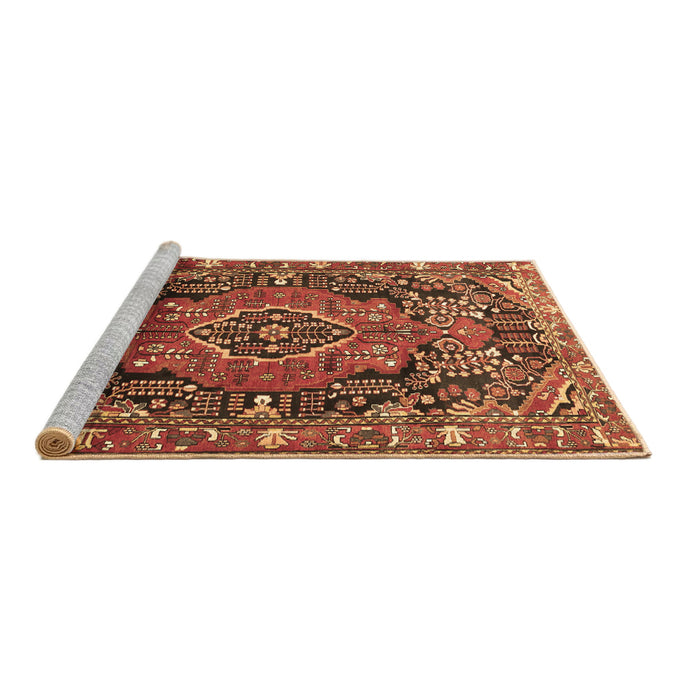 Sideview of Machine Washable Persian Brown Traditional Rug, wshtr594brn