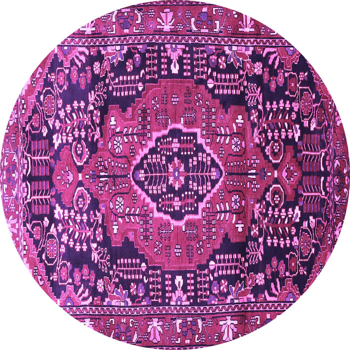 Round Machine Washable Persian Purple Traditional Area Rugs, wshtr594pur