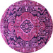 Round Machine Washable Persian Purple Traditional Area Rugs, wshtr594pur
