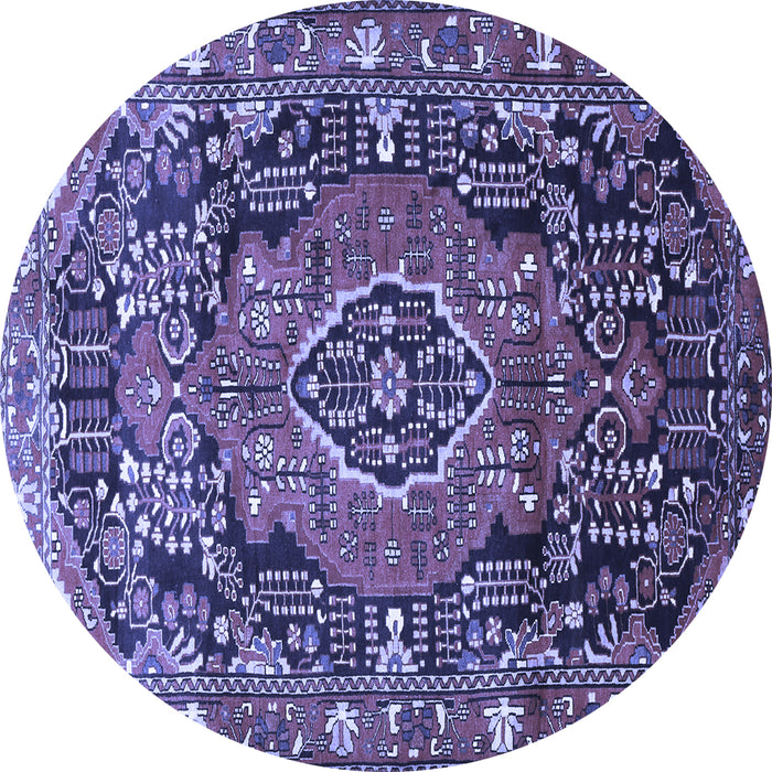 Round Machine Washable Persian Blue Traditional Rug, wshtr594blu