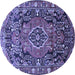 Round Machine Washable Persian Blue Traditional Rug, wshtr594blu