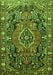 Serging Thickness of Machine Washable Persian Green Traditional Area Rugs, wshtr594grn