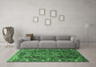 Machine Washable Persian Emerald Green Traditional Area Rugs in a Living Room,, wshtr594emgrn