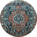 Round Persian Light Blue Traditional Rug, tr594lblu