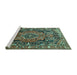 Sideview of Machine Washable Persian Turquoise Traditional Area Rugs, wshtr594turq