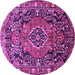 Round Persian Purple Traditional Rug, tr594pur