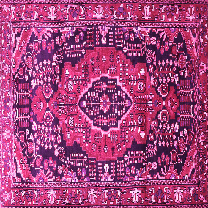 Square Machine Washable Persian Pink Traditional Rug, wshtr594pnk