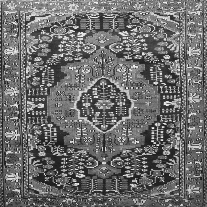 Round Machine Washable Persian Gray Traditional Rug, wshtr594gry