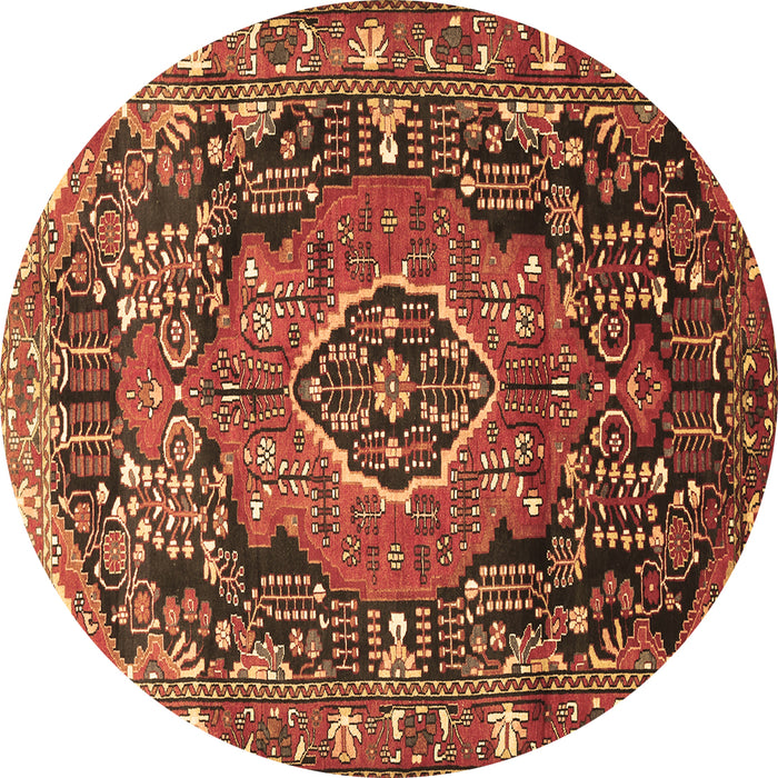 Round Persian Brown Traditional Rug, tr594brn
