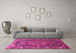 Machine Washable Persian Pink Traditional Rug in a Living Room, wshtr594pnk