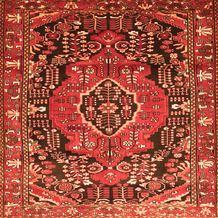 Round Machine Washable Persian Orange Traditional Area Rugs, wshtr594org