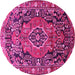 Round Machine Washable Persian Pink Traditional Rug, wshtr594pnk