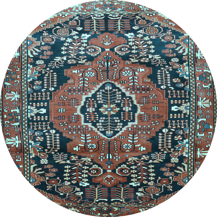 Round Machine Washable Persian Light Blue Traditional Rug, wshtr594lblu